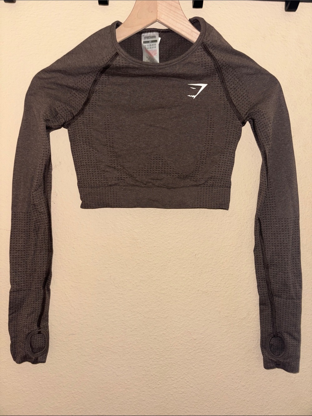 Gymshark Vital Seamless 2.0 Long Sleeve Crop Top - Brown Marl